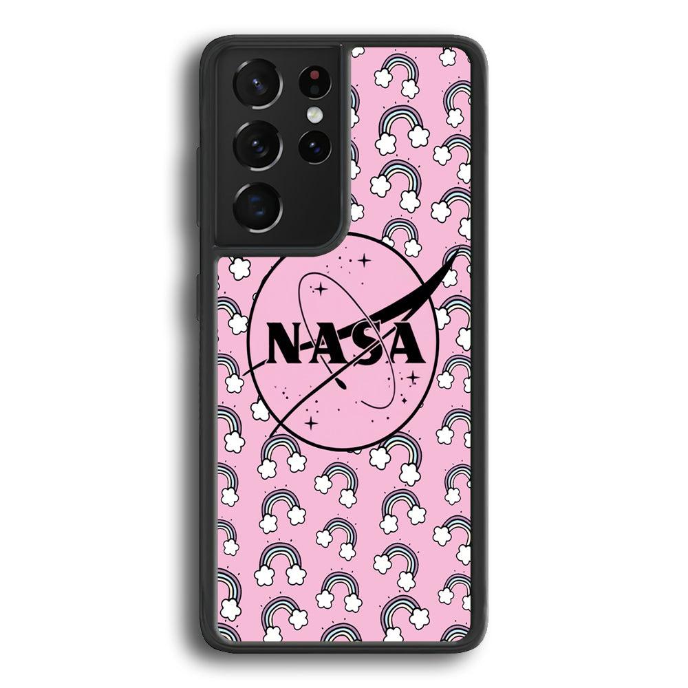 Nasa and Rainbow Features Samsung Galaxy S24 Ultra Case-Rubber Black (2D Case)-Oxvistore