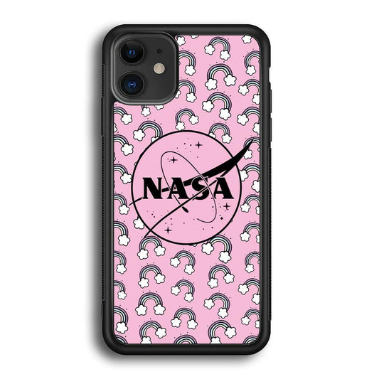 Nasa and Rainbow Features iPhone 12 Case-Rubber Black (2D Case)-Oxvistore
