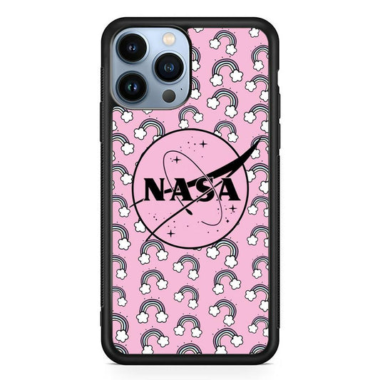 Nasa and Rainbow Features iPhone 13 Pro Max Case-Rubber Black (2D Case)-Oxvistore