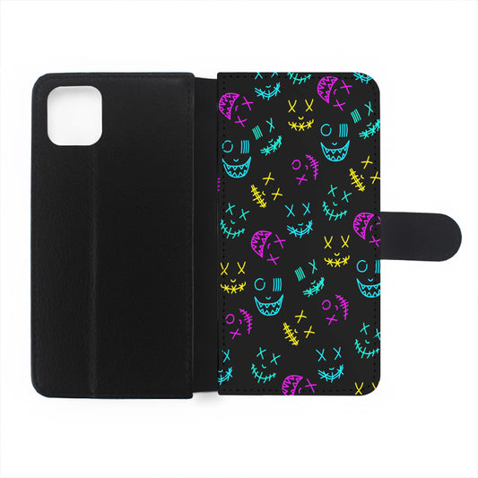 Neon Masks Smile Flip Wallet Phone Case