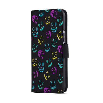 Neon Masks Smile Flip Wallet Phone Case