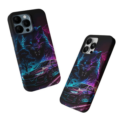 Neon Wolf and Car Northern 2 in 1 Tough Phone Case