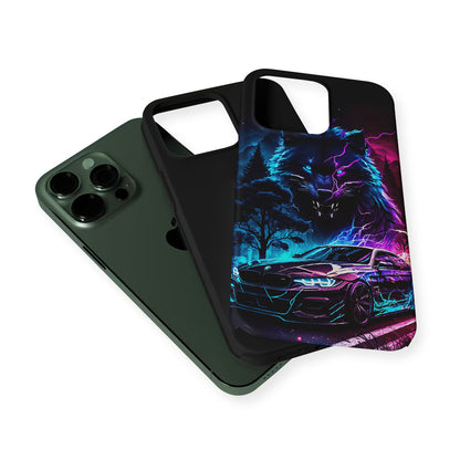 Neon Wolf and Car Northern 2 in 1 Tough Phone Case