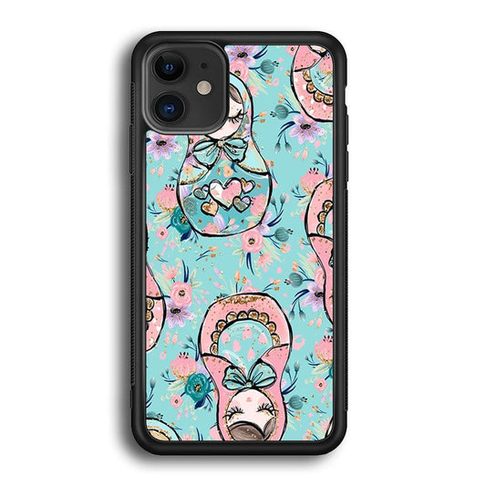 Nesting Dolls Morning Side iPhone 11 Case-Rubber White (2D Case)-Oxvistore