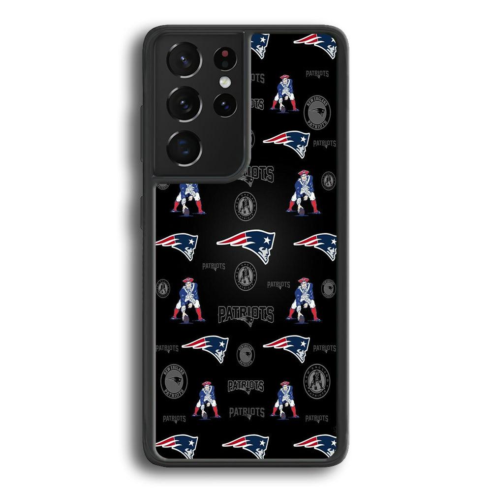 New England Patriots a Lot of Spirit Samsung Galaxy S21 Ultra Case-Rubber Black (2D Case)-Oxvistore