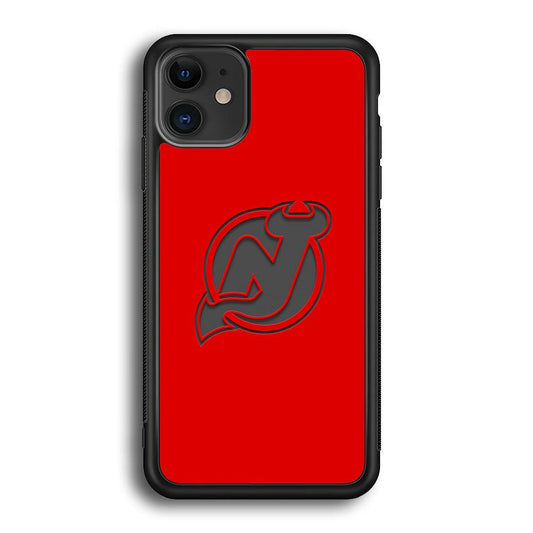New Jersey Devils Grey Back Wall iPhone 11 Case-Rubber Black (2D Case)-Oxvistore