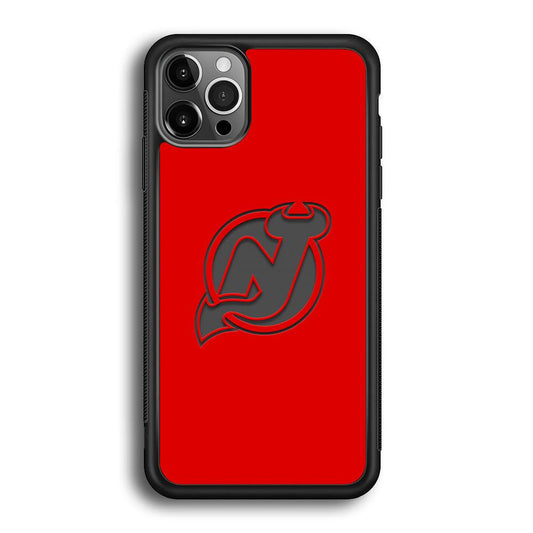 New Jersey Devils Grey Back Wall iPhone 12 Pro Case-Rubber Black (2D Case)-Oxvistore