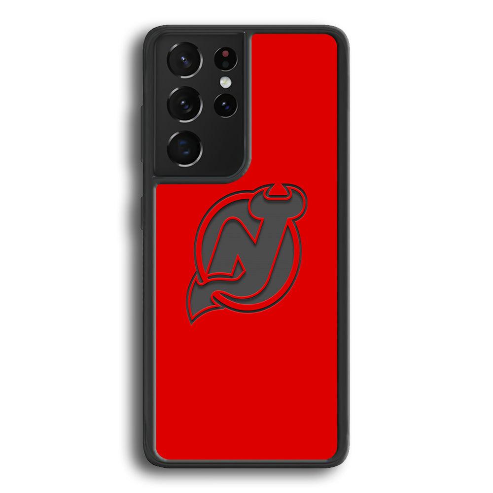 New Jersey Devils Grey Back Wall Samsung Galaxy S22 Ultra Case-Rubber Black (2D Case)-Oxvistore