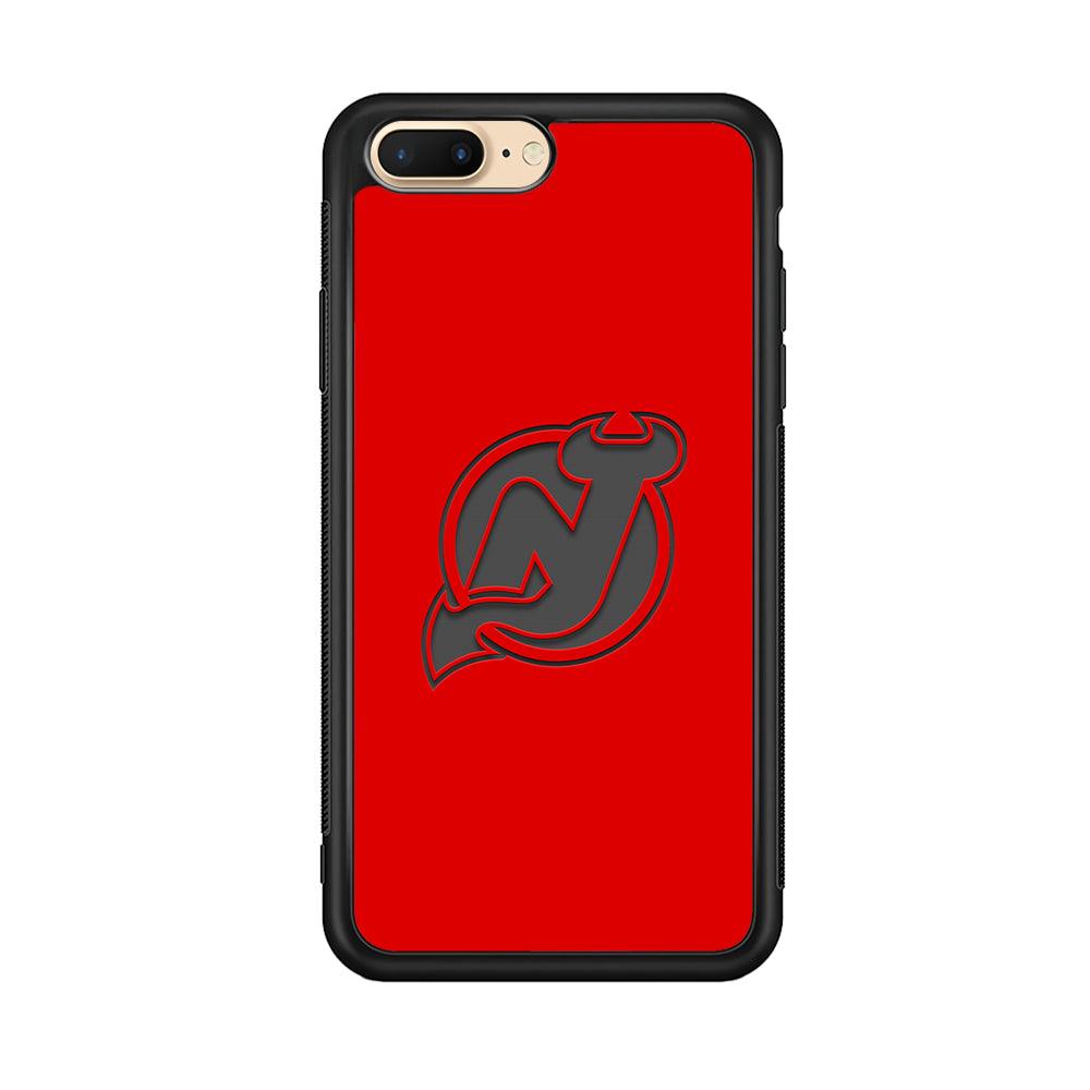 New Jersey Devils Grey Back Wall iPhone 8 Plus Case-Rubber Black (2D Case)-Oxvistore