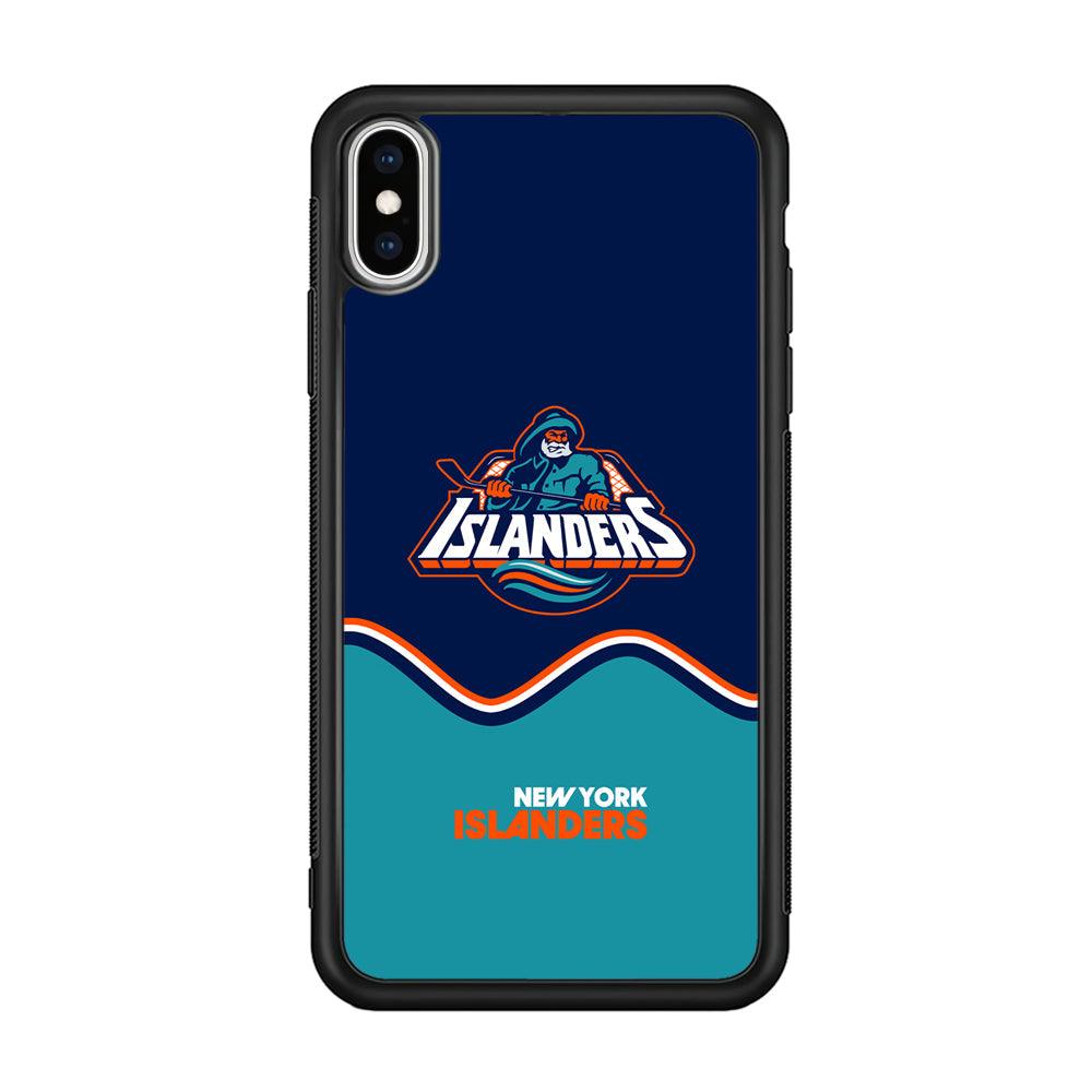 New York Islanders Waving The Ice iPhone XS Case-Rubber Black (2D Case)-Oxvistore