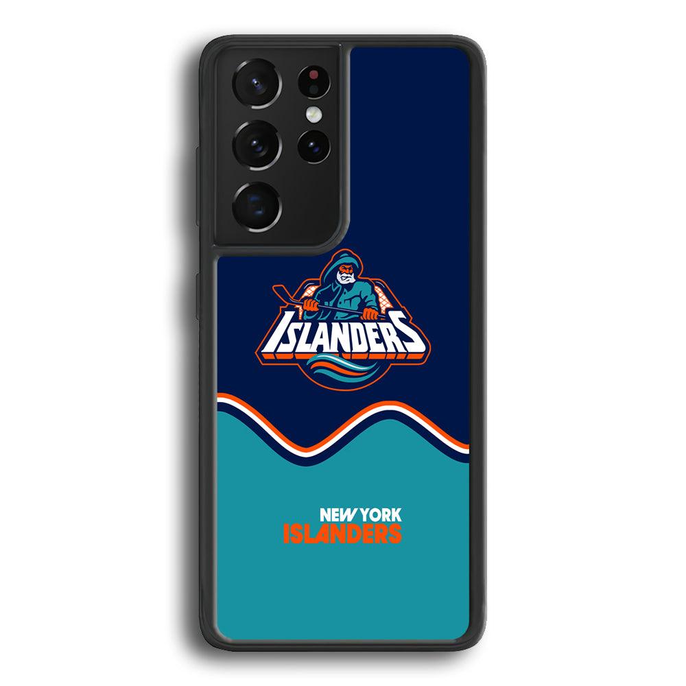 New York Islanders Waving The Ice Samsung Galaxy S21 Ultra Case-Rubber Black (2D Case)-Oxvistore
