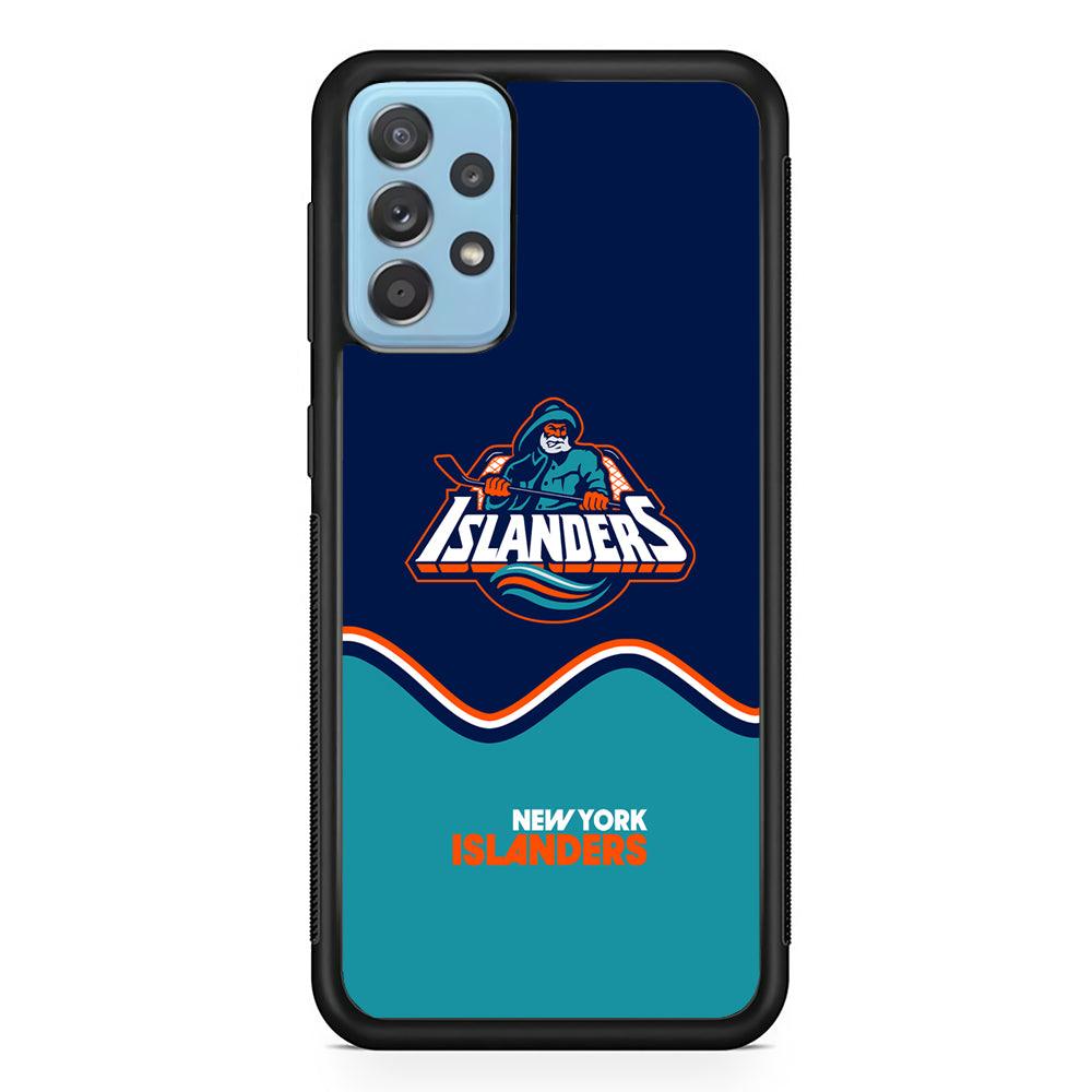 New York Islanders Waving The Ice Samsung Galaxy A72 Case-Rubber Black (2D Case)-Oxvistore