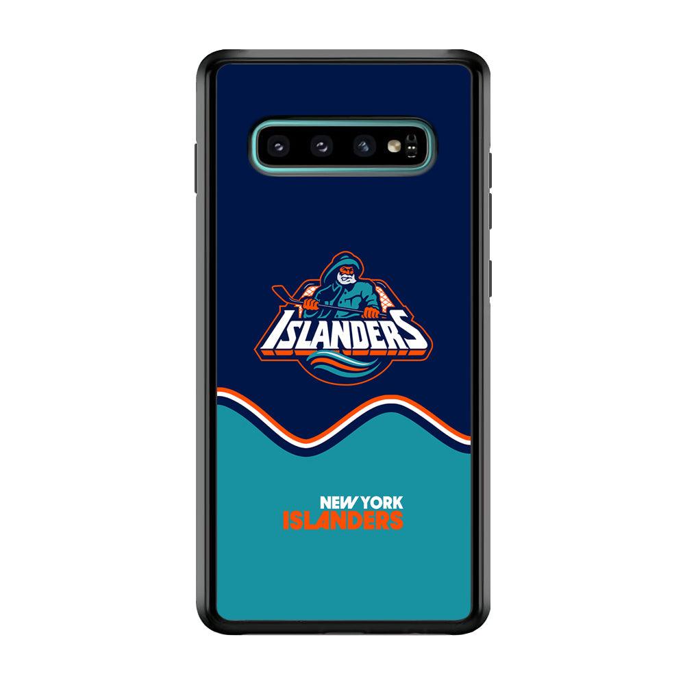 New York Islanders Waving The Ice Samsung Galaxy S10 Case-Rubber Black (2D Case)-Oxvistore