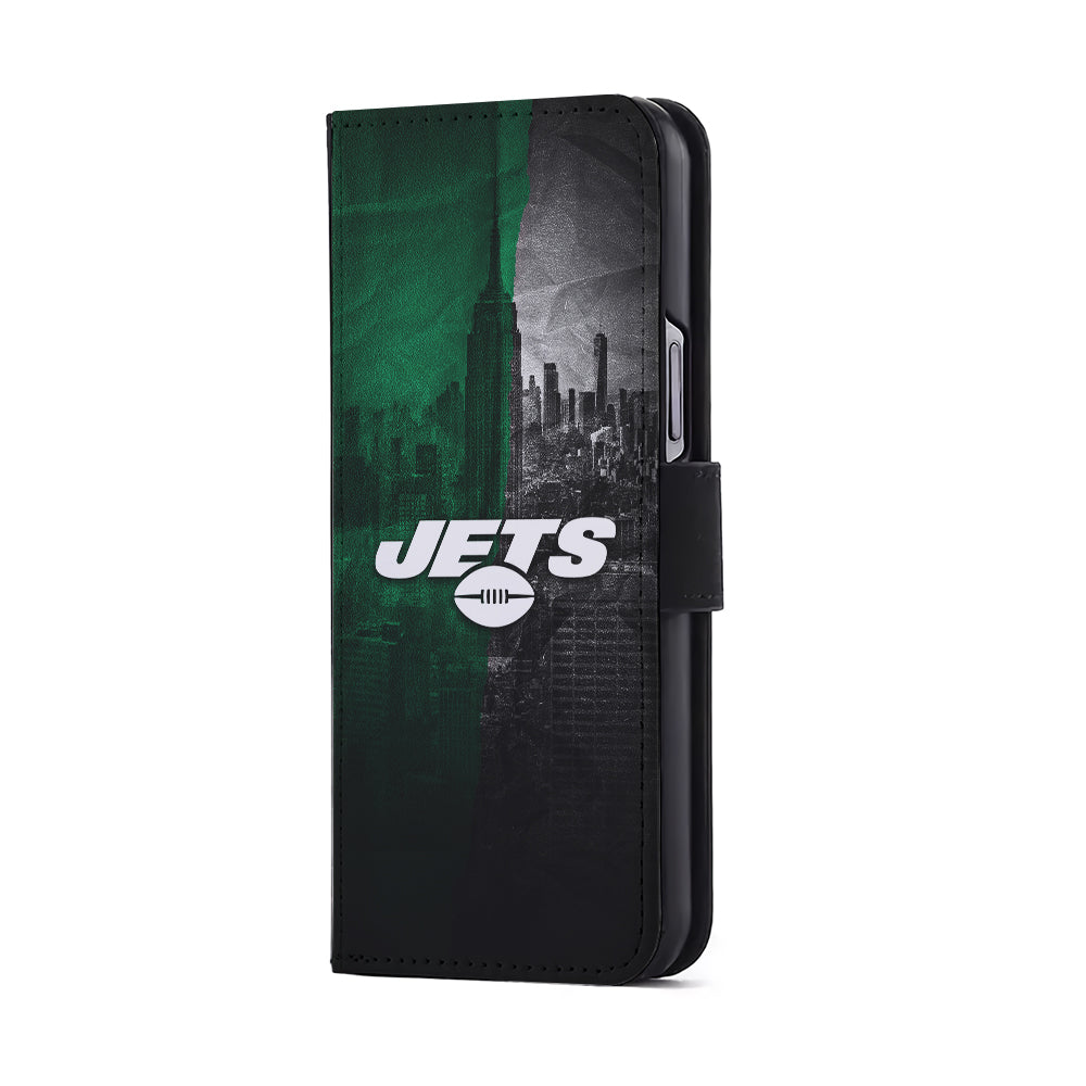 New York Jets City Background Flip Wallet Phone Case