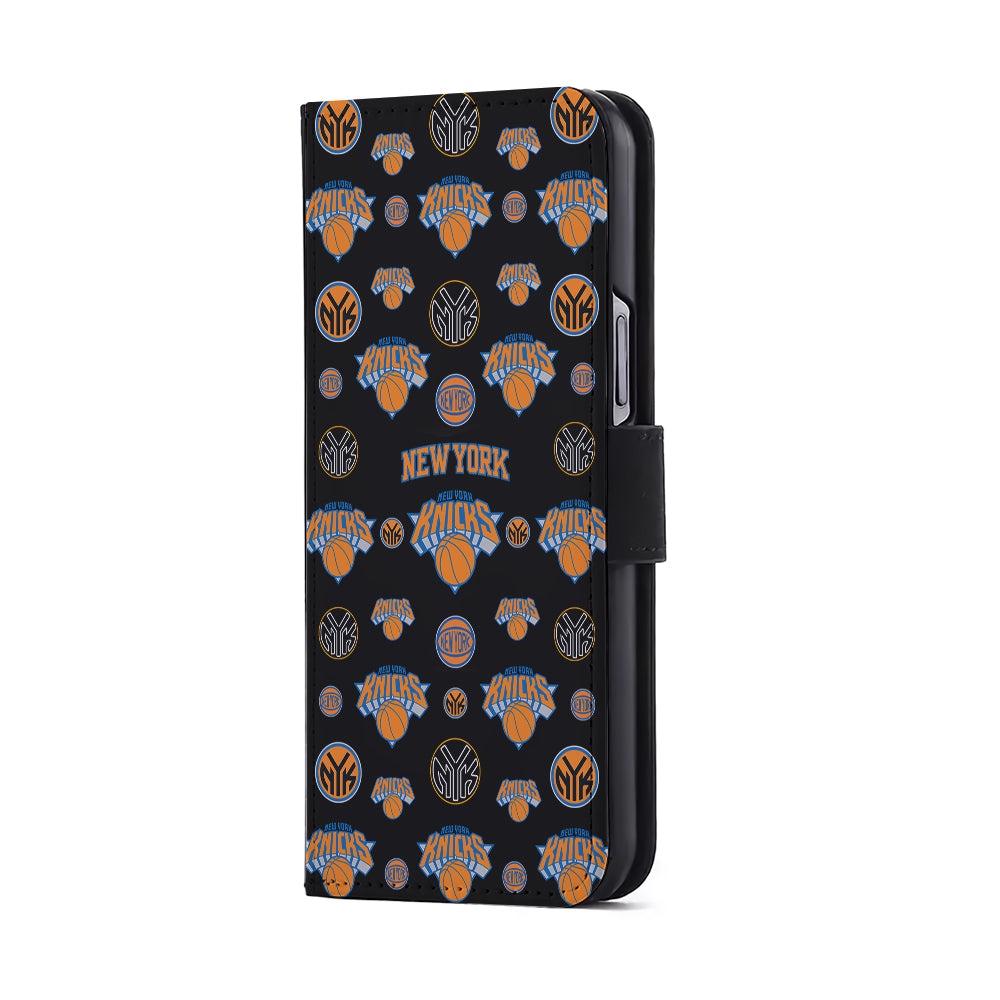 New York Knicks Pattern Flip Wallet Phone Case