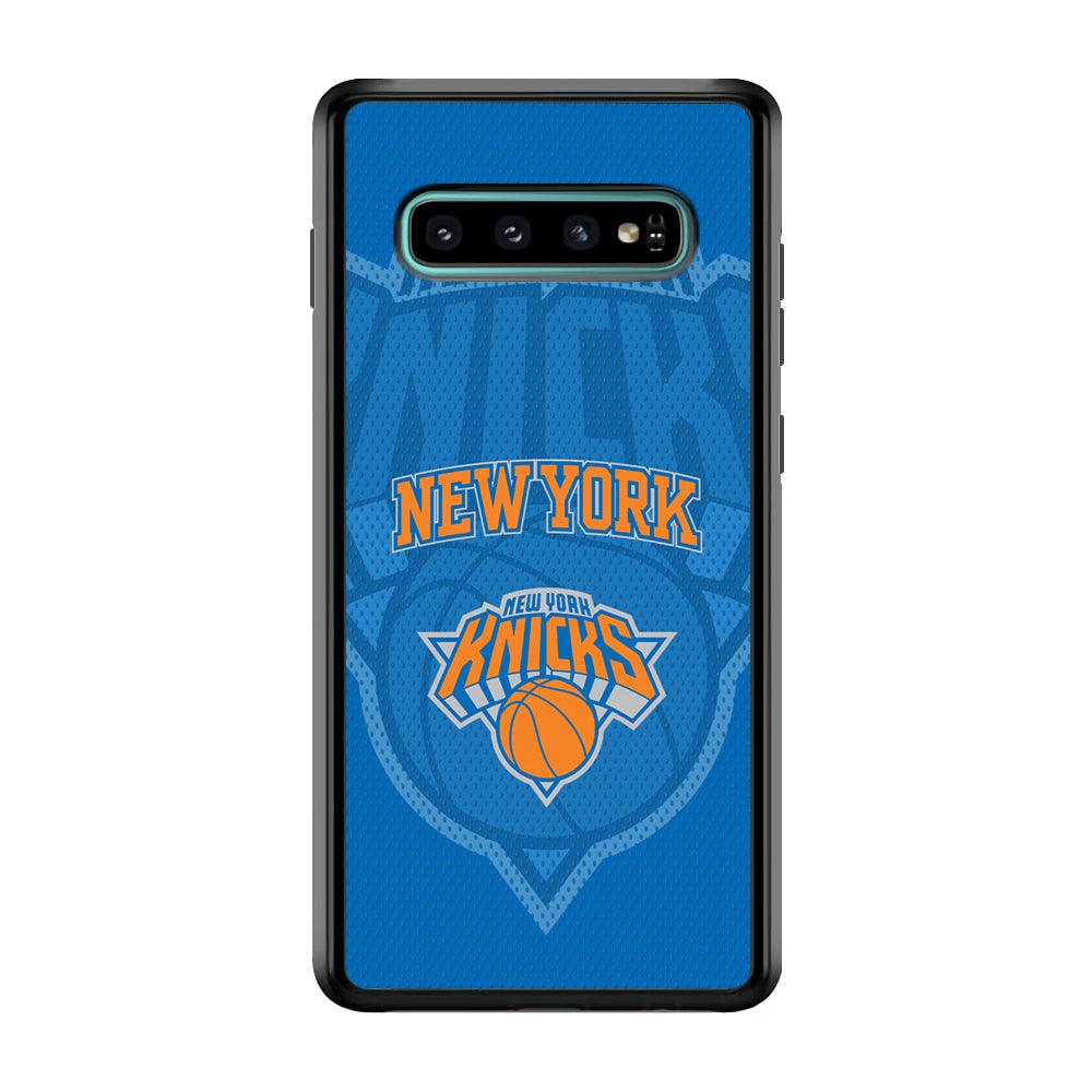 New York Knicks The Ball Blue Patern Samsung Galaxy S10 Case-Rubber Black (2D Case)-Oxvistore