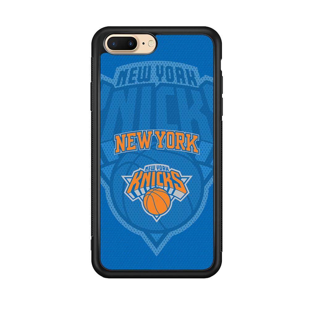 New York Knicks The Ball Blue Patern iPhone 8 Plus Case-Rubber Black (2D Case)-Oxvistore