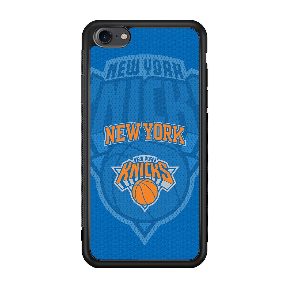 New York Knicks The Ball Blue Patern iPhone 7 Case-Rubber Black (2D Case)-Oxvistore
