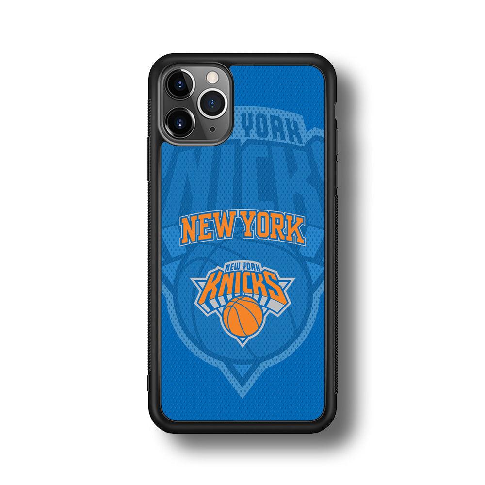 New York Knicks The Ball Blue Patern iPhone 11 Pro Case-Rubber Black (2D Case)-Oxvistore