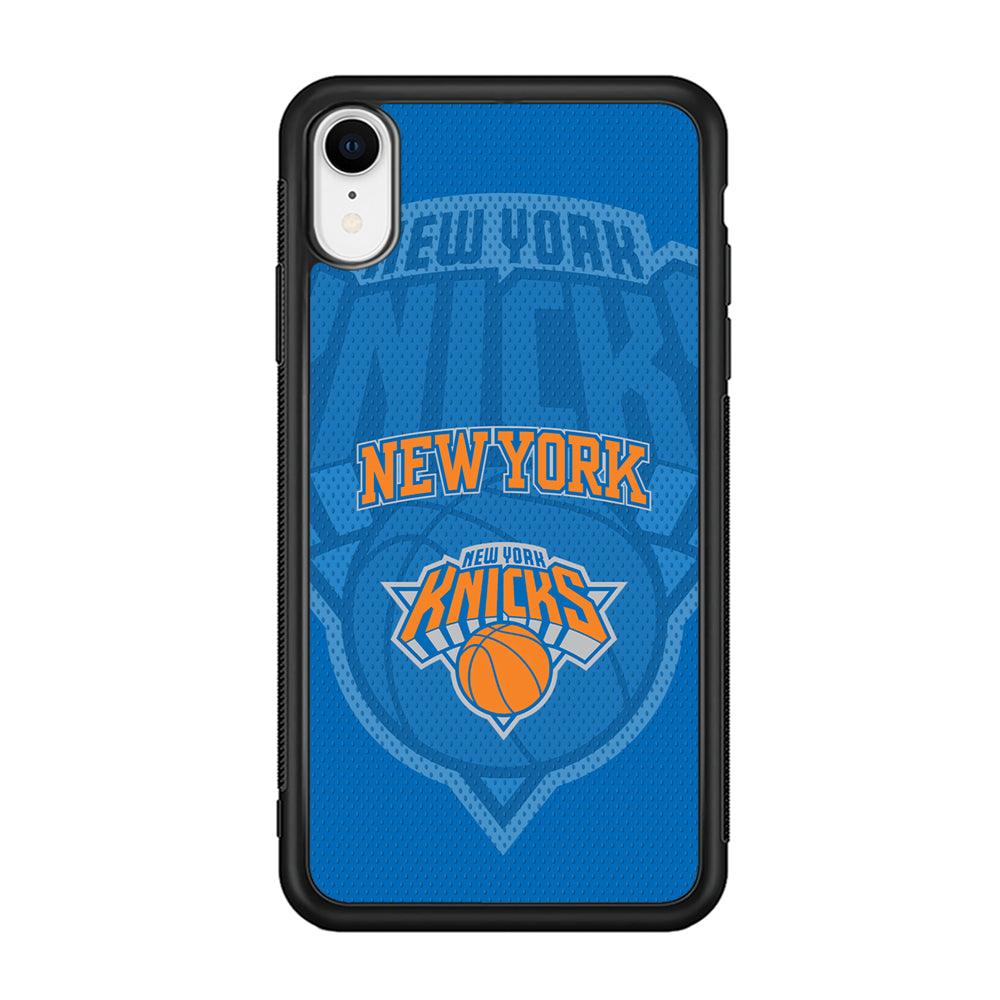 New York Knicks The Ball Blue Patern iPhone XR Case-Rubber Black (2D Case)-Oxvistore