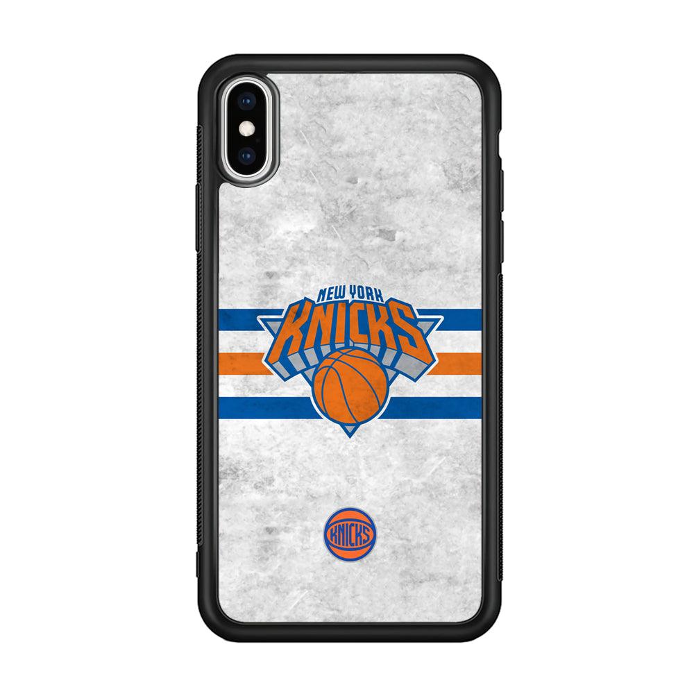 New York Knicks on Old Wall iPhone X Case-Rubber Black (2D Case)-Oxvistore
