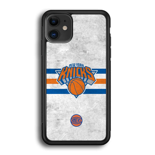 New York Knicks on Old Wall iPhone 11 Case-Rubber Black (2D Case)-Oxvistore