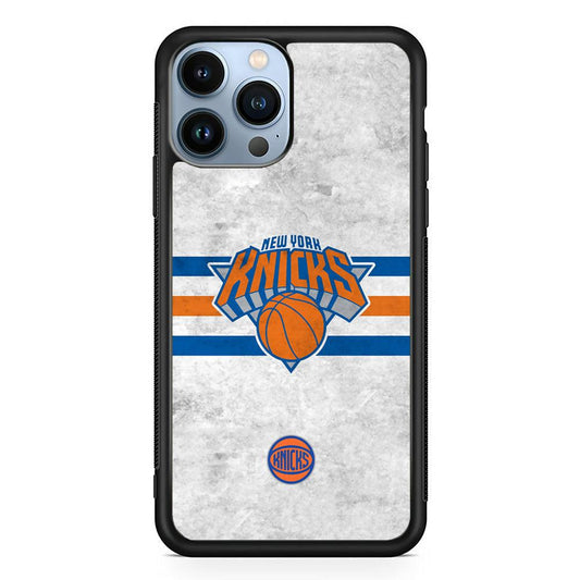 New York Knicks on Old Wall iPhone 13 Pro Max Case-Rubber Black (2D Case)-Oxvistore