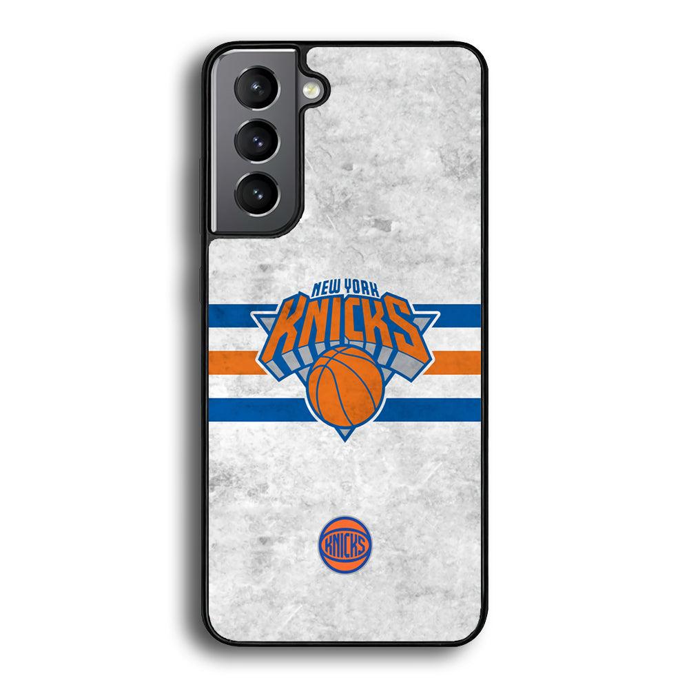 New York Knicks on Old Wall Samsung Galaxy S24 Case-Rubber Black (2D Case)-Oxvistore
