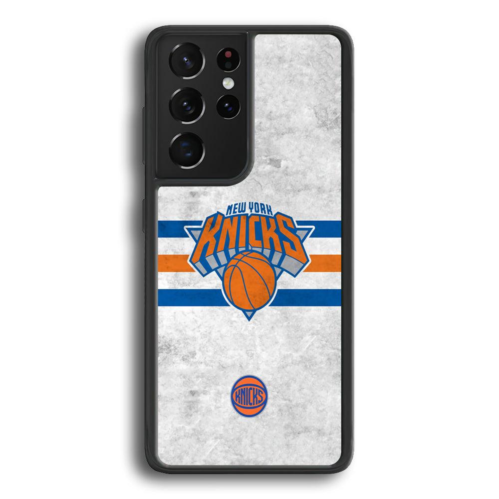New York Knicks on Old Wall Samsung Galaxy S24 Ultra Case-Rubber Black (2D Case)-Oxvistore