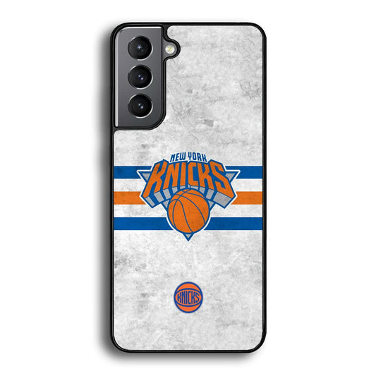 New York Knicks on Old Wall Samsung Galaxy S23 Plus Case-Rubber Black (2D Case)-Oxvistore