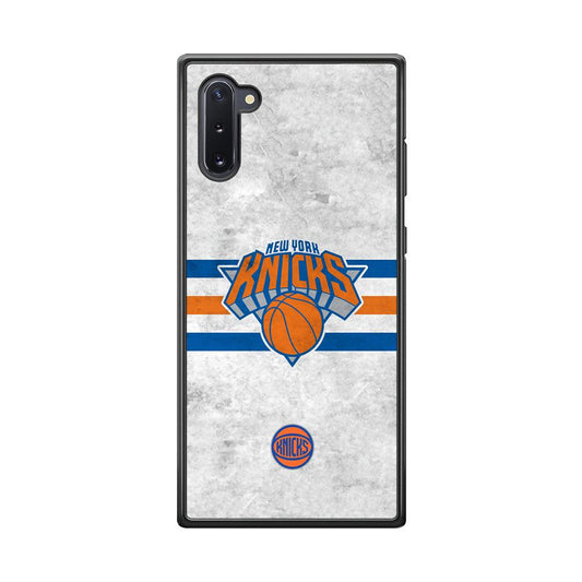 New York Knicks on Old Wall Samsung Galaxy Note 10 Case-Rubber Black (2D Case)-Oxvistore
