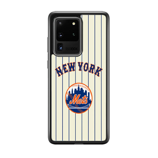New York Mets Emblem of The City Samsung Galaxy S20 Ultra Case-Rubber Black (2D Case)-Oxvistore