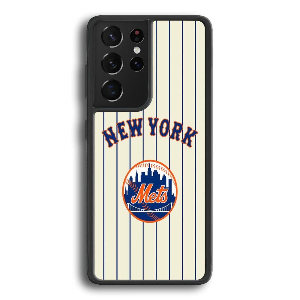 New York Mets Emblem of The City Samsung Galaxy S21 Ultra Case-Rubber Black (2D Case)-Oxvistore