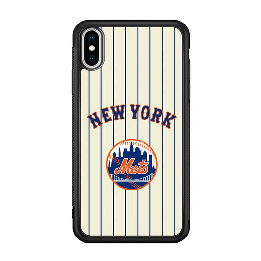 New York Mets Emblem of The City iPhone XS Case-Rubber Black (2D Case)-Oxvistore