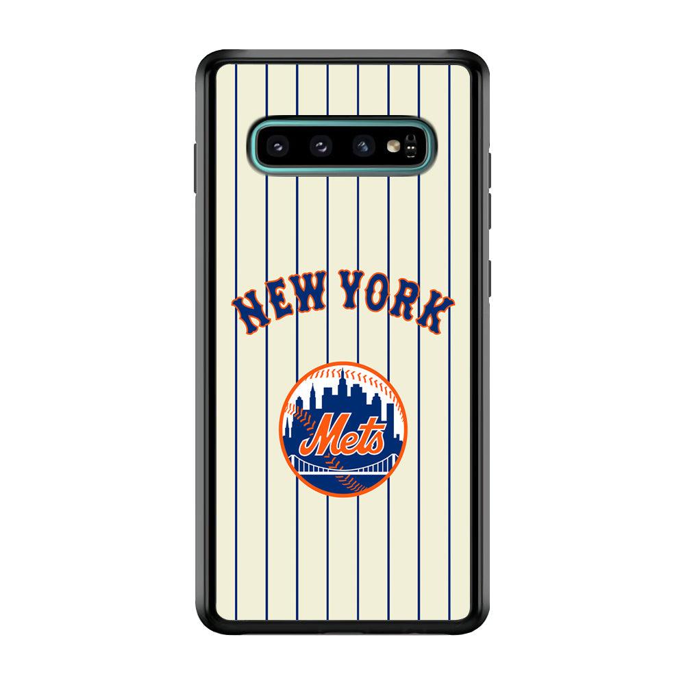 New York Mets Emblem of The City Samsung Galaxy S10 Case-Rubber Black (2D Case)-Oxvistore