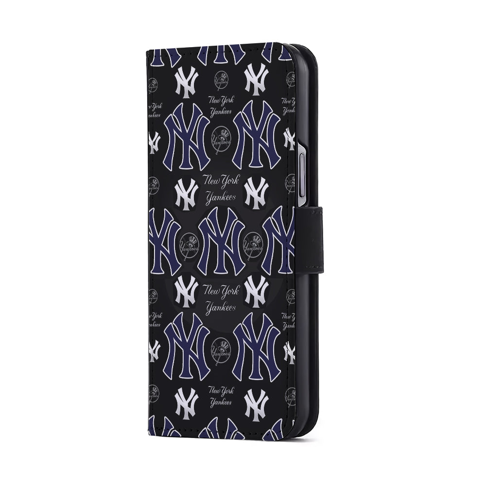 New York Yankees Pattern Flip Wallet Phone Case