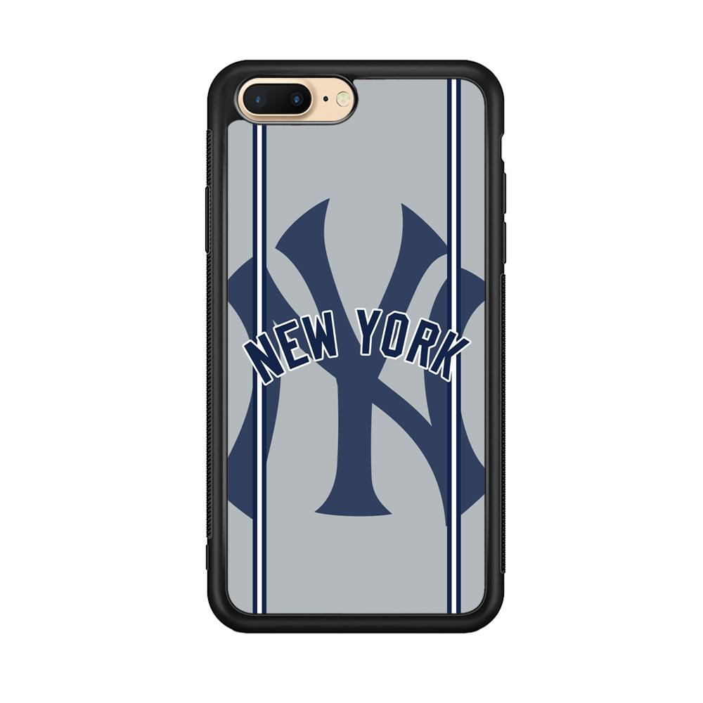 New York Yankees Wide Layer iPhone 8 Plus Case-Rubber Black (2D Case)-Oxvistore