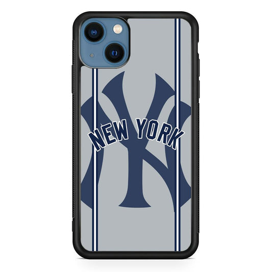 New York Yankees Wide Layer iPhone 14 Case-Rubber Black (2D Case)-Oxvistore