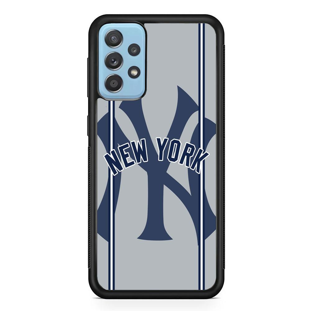 New York Yankees Wide Layer Samsung Galaxy A72 Case-Rubber Black (2D Case)-Oxvistore