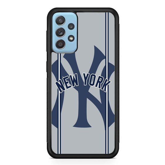 New York Yankees Wide Layer Samsung Galaxy A72 Case-Rubber Black (2D Case)-Oxvistore