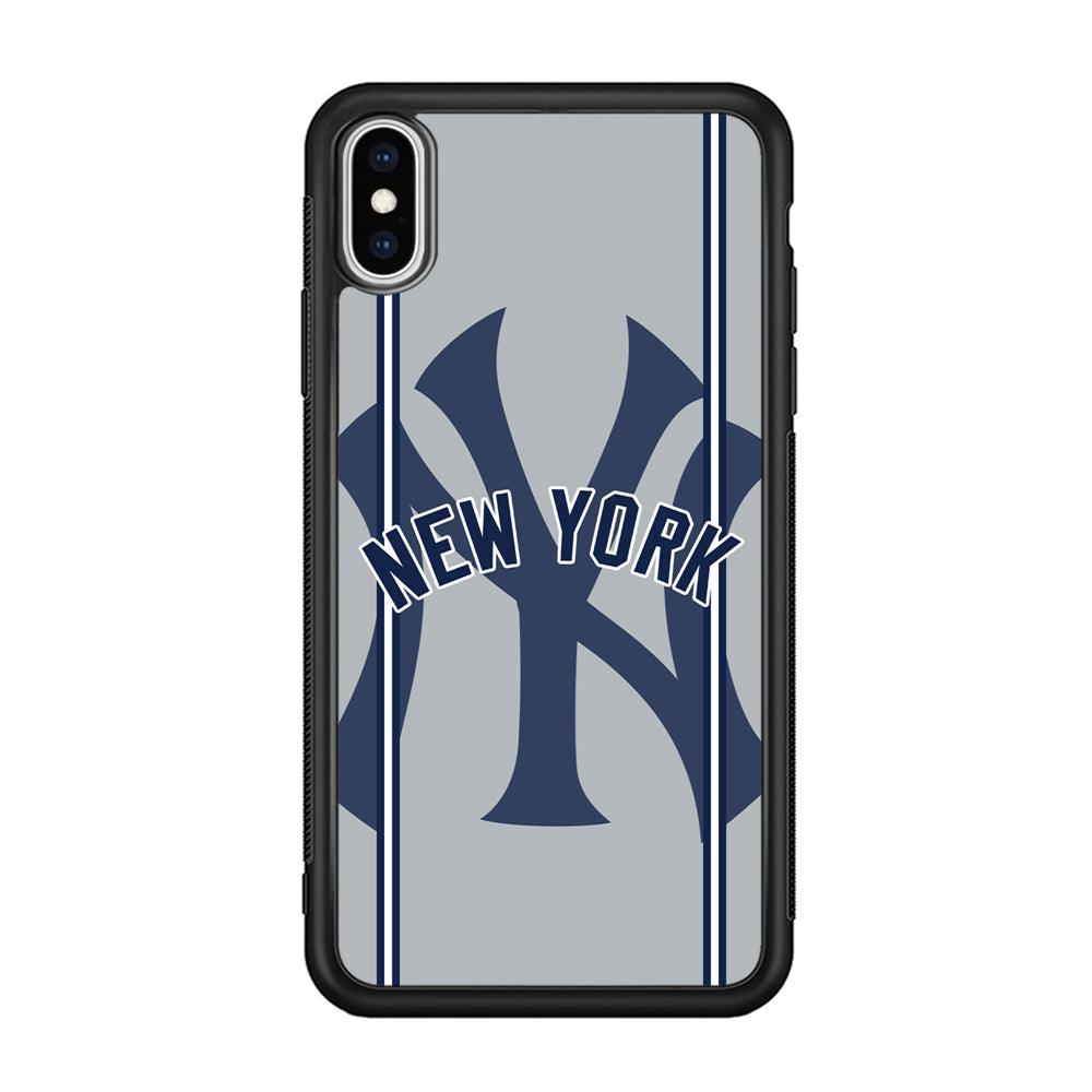 New York Yankees Wide Layer iPhone Xs Max Case-Rubber Black (2D Case)-Oxvistore