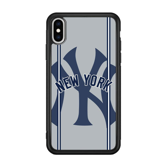 New York Yankees Wide Layer iPhone Xs Max Case-Rubber Black (2D Case)-Oxvistore