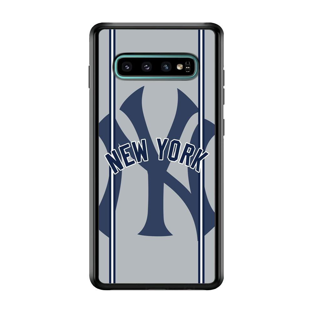 New York Yankees Wide Layer Samsung Galaxy S10 Case-Rubber Black (2D Case)-Oxvistore