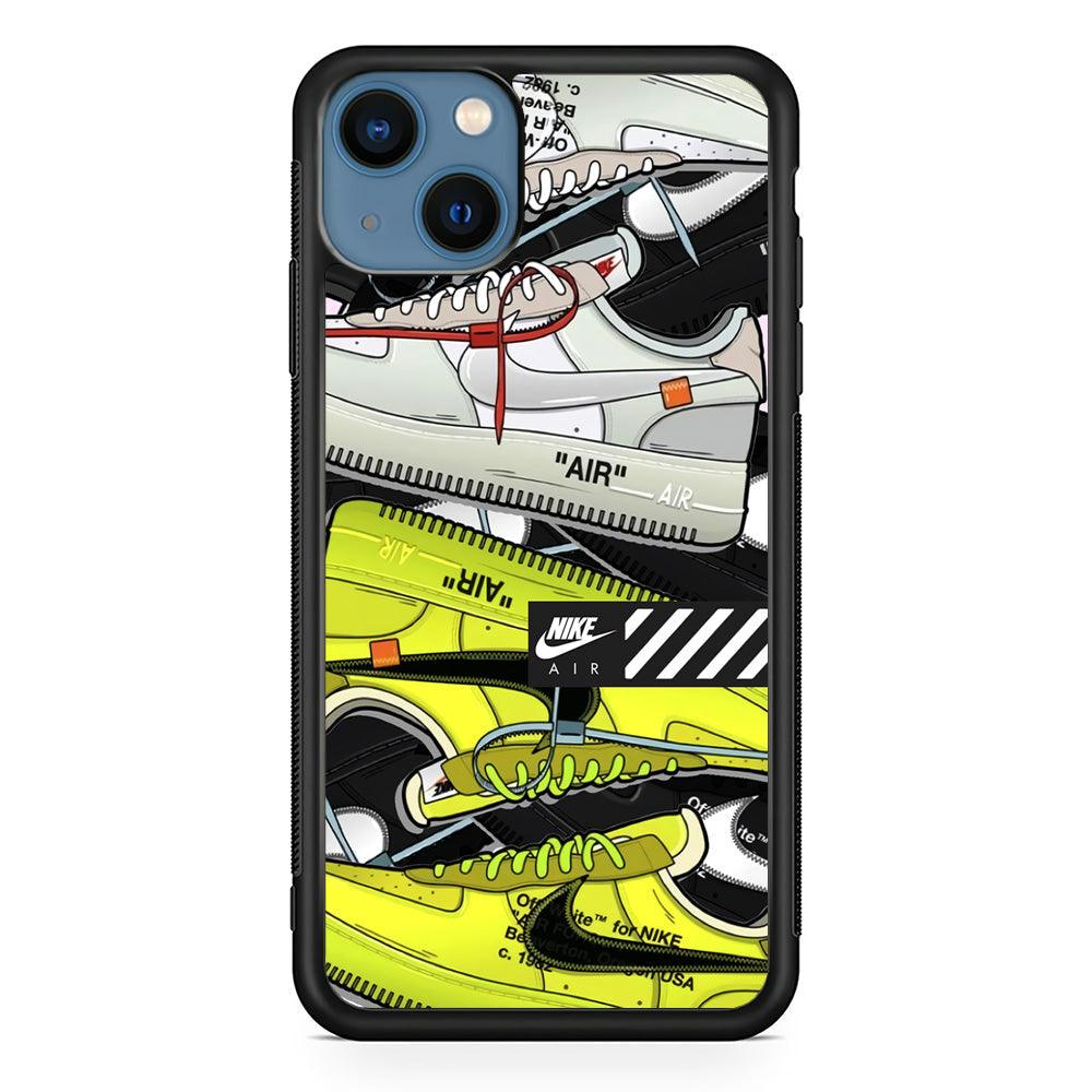 Nike Air Shoelaces iPhone 15 Plus Case-Rubber Black (2D Case)-Oxvistore