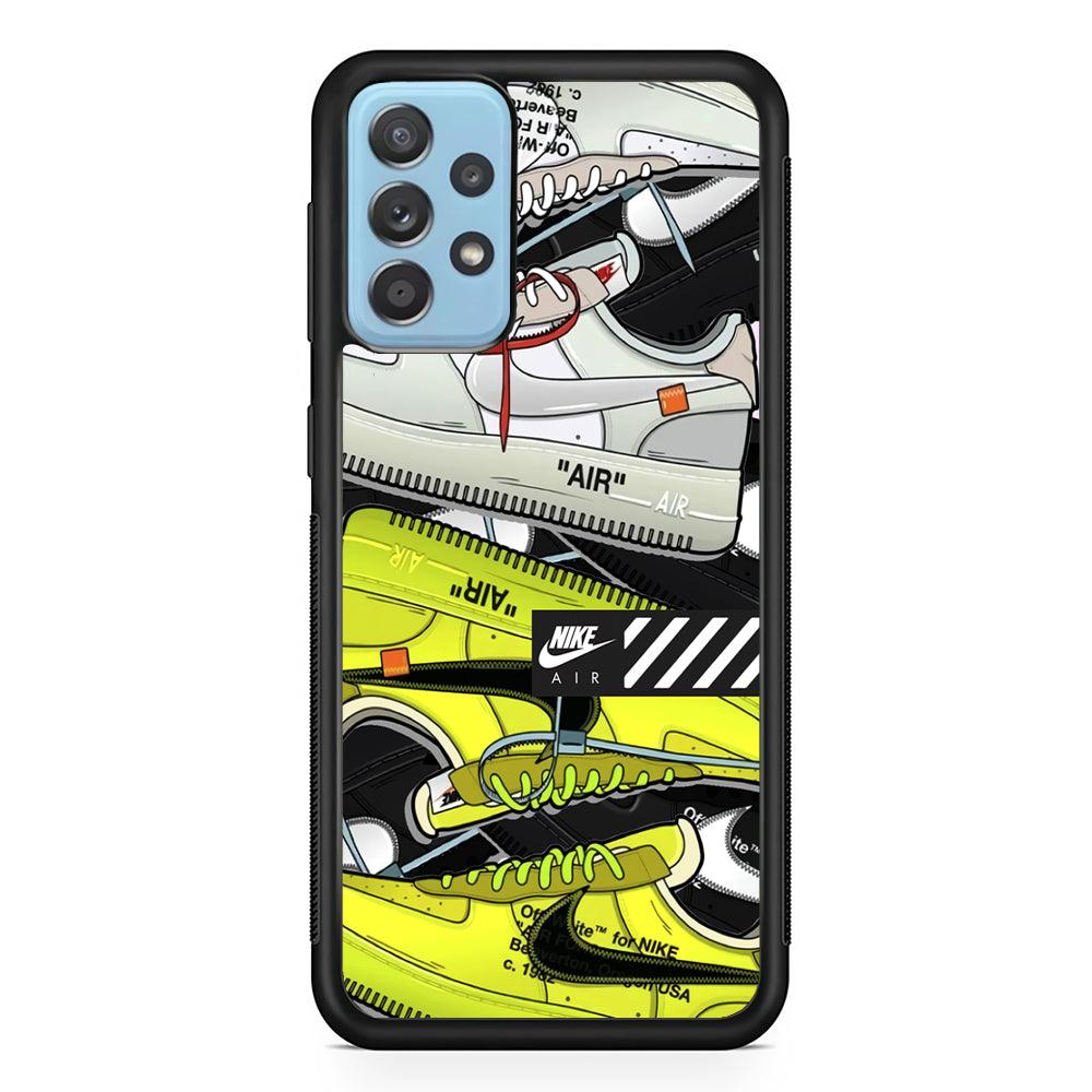 Nike Air Shoelaces Samsung Galaxy A72 Case-Rubber Black (2D Case)-Oxvistore