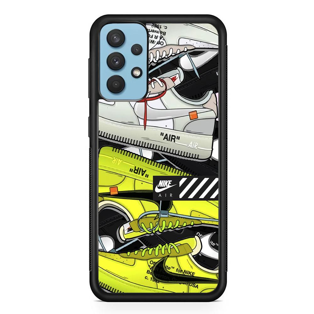 Nike Air Shoelaces Samsung Galaxy A32 Case-Rubber Black (2D Case)-Oxvistore