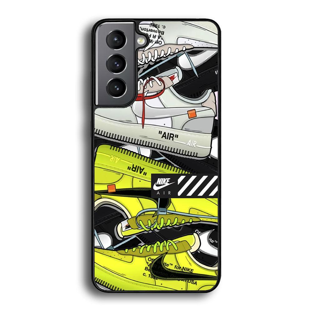 Nike Air Shoelaces Samsung Galaxy S21 Case-Rubber Black (2D Case)-Oxvistore
