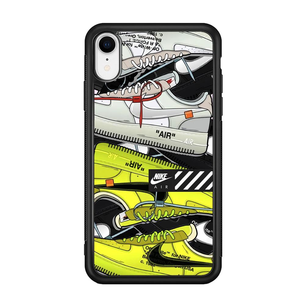 Nike Air Shoelaces iPhone XR Case-Rubber Black (2D Case)-Oxvistore