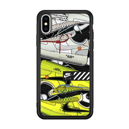 Nike Air Shoelaces iPhone Xs Max Case-Rubber Black (2D Case)-Oxvistore