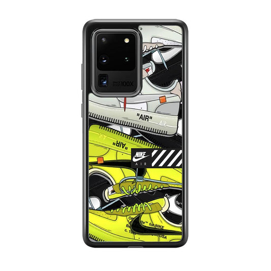 Nike Air Shoelaces Samsung Galaxy S20 Ultra Case-Rubber Black (2D Case)-Oxvistore